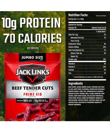 Jack Link's Tender Cuts Prime Rib Flavor 5.6 Oz Jerky Snack | 10g Protein, 70 Calories | Premium Beef, 96% Fat Free - Buy Online on SooperMarket.com