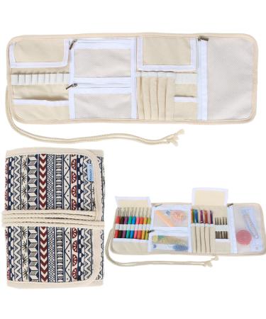 Teamoy Crochet Hook Case Roll Bag Holder Organizer for Various Crochet Needles and Knitting Accessories Compact and All-in-Place Bohemian Crochet Hook Case Bohemian