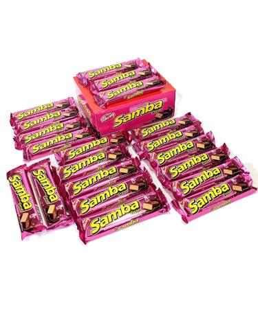 SAMBA Fresa, Galleta Cubierta de Chocolate Rellena sabor a Fresa, 20 Unidades de 32 gr c/u