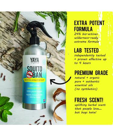 Squito Ban 16oz - Yaya Organics All-Natural Bug Spray | Proven Effective & Family Friendly | Deet-Free Mosquito Repellent - Buy Online on SooperMarket.com