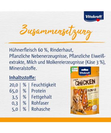 Vitastras Bonas Chewing Rods for Dogs - Chicken & Cheese Snack Grain-Free No Sugar Added 7x80g - Buy Online on SooperMarket.com