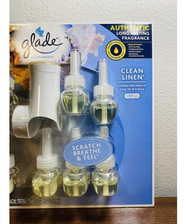 Glade Plugins Cashmere Woods & Clean Linen Scented Oil Refills + Warmer - Pack of 9 - Buy Online on SooperMarket.com