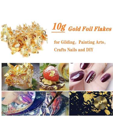 Gold Leaf Gilding Resin Flakes 3 Bottles Metallic Foil 15g - Craft Supplies for Painting, Crafts, Slime, and Resin Jewelry Making - Gold, Silver, Copper Colors - Buy Online on SooperMarket.com