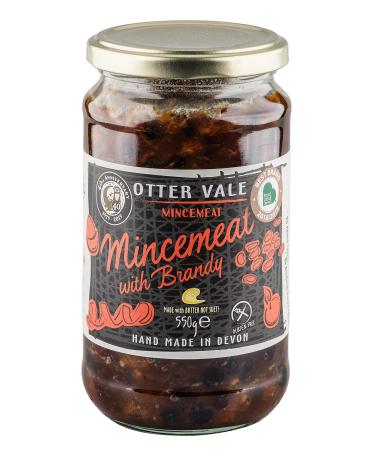Otter Vale Mincemeat with Brandy made with butter and a healthy splash of brandy hand-made in Devon gluten-free 550g glass jar