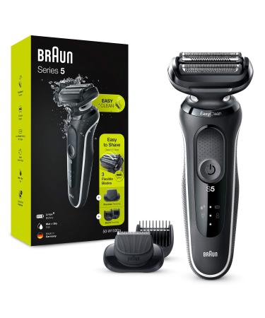 Braun Series 5S Razor men electric shavers with 3 flexible blades beard trimmer 50 min runtime easyclick essays Wet & Dry W1500S white