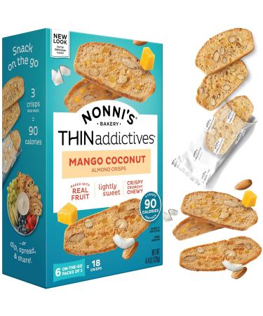 Nonni's THINaddictives Almond Thin Cookies - Mango & Coconut Biscotti Italian Cookies - 4.4 oz 3 Pack - Buy Online on SooperMarket.com