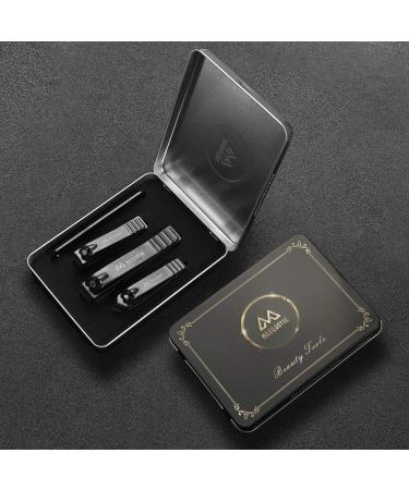 Stainless Steel Nail Clippers & File Set in Metal Box - Sharp Nail Cutter for Men and Women - Great Gift Idea - 4 Piece Kit - Buy Online on SooperMarket.com