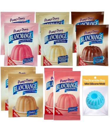Blancmange Puddings and Desserts bundle includes Chocolate Strawberry Vanilla Raspberry Butterscotch 35g 10 sachets Mini Silicone Mold