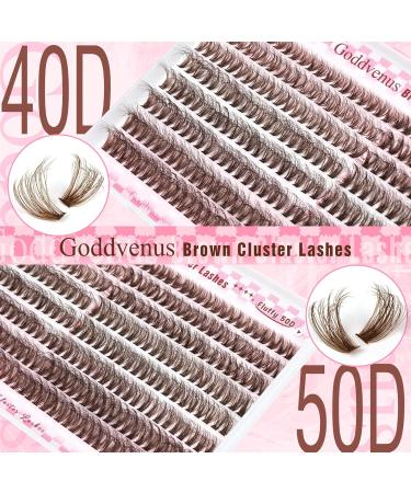 Buy Goddvenus Brown Eyelash Clusters - 320pcs Fluffy DIY Individual Lashes for Natural Wispy Look | 40D 50D D Curl Extensions - International Shipping Available - Buy Online on SooperMarket.com