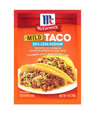 McCormick 30% Less Sodium Mild Taco Seasoning Mix, 1 oz (Pack of 12) Mild Less Sodium