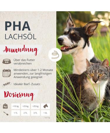 Buy PHA Salmon Oil for Dogs Cats & Horses | Sustainable Omega 3 & 6 Fatty Acids from Norway - 1L (1000ml) - Buy Online on SooperMarket.com