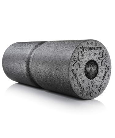 BODYMATE fascia roll Care medium-hard with circumferential groove for spinal relief with e-book - black 35x14cm