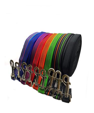 Drag line dog linen 1m-40m/20mm wide/for medium and large dogs with/without hand loop tracking leash/practice leash (3m without hand loop black-neon-green rubberized) 3m without hand loop black and-green rubberized