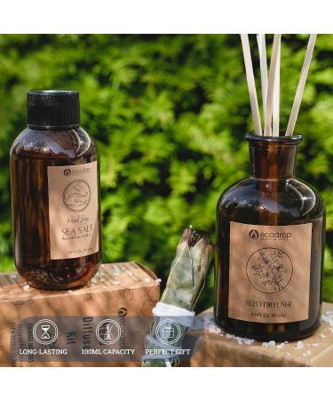 Ecodrop Wood Sage & Sea Salt Diffuser - 100ml | Fresh & Salty Aromatherapy Fragrance in Glass Bottle | Home & Office Spa Gift - Buy Online on SooperMarket.com