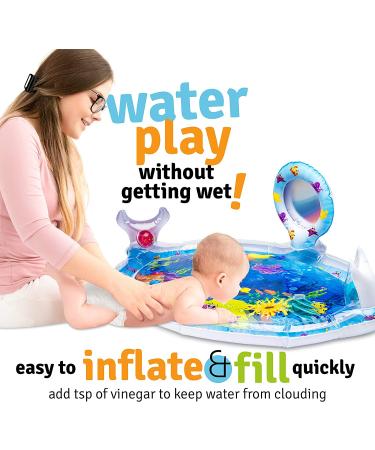 Splashin'kids Inflatable Tummy Time Water Mat with Mirror & Rattles for Infants & Toddlers - Fun Activity Center for Baby Stimulation & Growth - Buy Online on SooperMarket.com