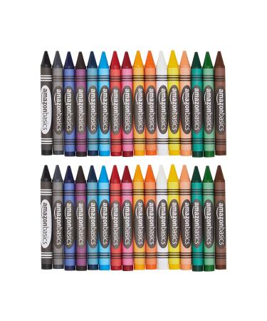Amazon Basics Jumbo Crayons - 16 Assorted Colors 2-Pack Jumbo 16 Count (Pack of 2)