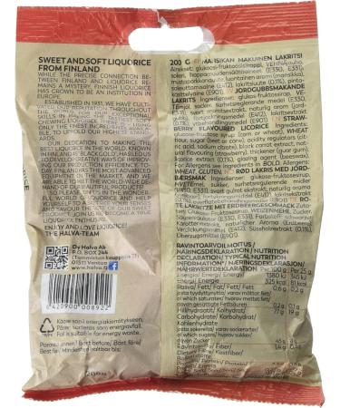 Halva Strawberry Soft and Sweet Finnish Liquorice 200 g - Buy Online on SooperMarket.com
