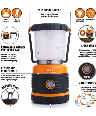 Rechargeable LED Camping Lantern | 1800LM, 4 Light Modes, 4400mAh Power Bank | Waterproof Lantern Flashlight for Emergency, Power Outages | USB Cable Included - Buy Online on SooperMarket.com