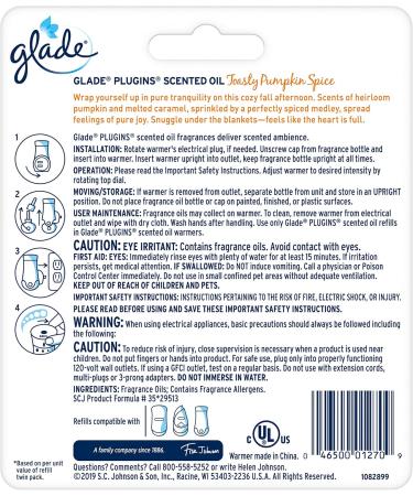 Glade PlugIns Refills Air Freshener Starter Kit - Toasty Pumpkin Spice | Scented Essential Oils for Home & Bathroom | International Shipping Available - Buy Online on SooperMarket.com