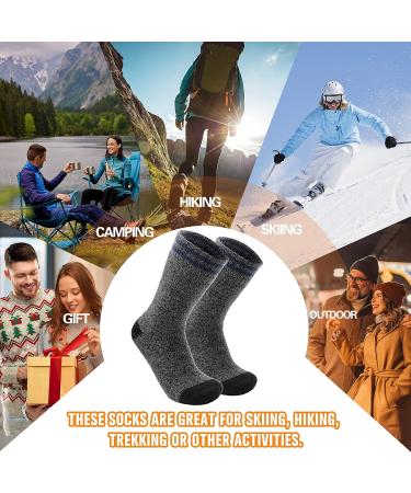 Welwoos 3 Pairs ThermoSocks for Men | Warm Thick Winter Ski Socks | Breathable Outdoor Socks 36-42 | Blue Gray Stripes - Buy Online on SooperMarket.com