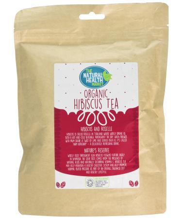 Organic Hibiscus Tea 50 bags by The Natural health Market Roselle Tea Bags Produce a Vivid Red Tea 100% Natural Hibiscus Flowers Purple Hibiscus Plant 50 Count (Pack of 1)