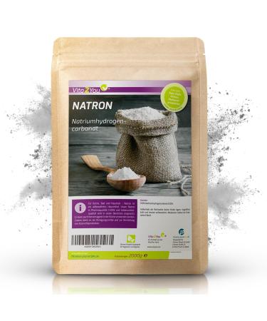 Vita2you Natron powder 2000g - baking powder - sodium hydrogen carbonate - sodium bicarbonate - food quality - backsoda - 2kg - Premium quality