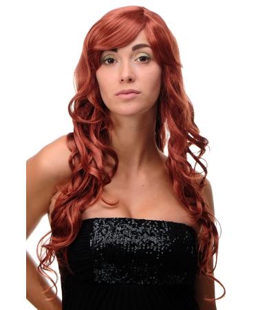 WIG ME UP - Wig with long beautiful curly/wavy hair bangs and side parting red dark copper red approx. 70cm 9204S-135