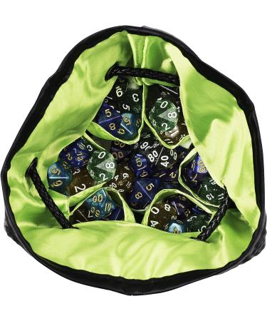 Large Dice Bag with 7 Complete Dice Sets | Black Dragon DND Dice Bag with 49 Polyhedral Dice | Green Satin Interior | Holds 150+ Dice - Buy Online on SooperMarket.com