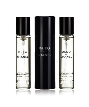 CHANEL Bleu De Eau De Toilette Travel Spray & Two Refills for Men - 3x20ml/0.7oz Wood 2.1 Fl Oz (Pack of 1)