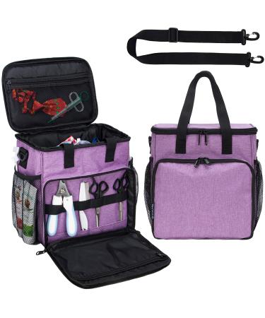 KISLANE Pet Grooming Tote Bag, Cat Grooming Tools Organizer Bag, Dog Grooming Supplies Organizer Storage for Pets Grooming Kit and Dog Wash Shampoo Accessories(Bag Only) purple