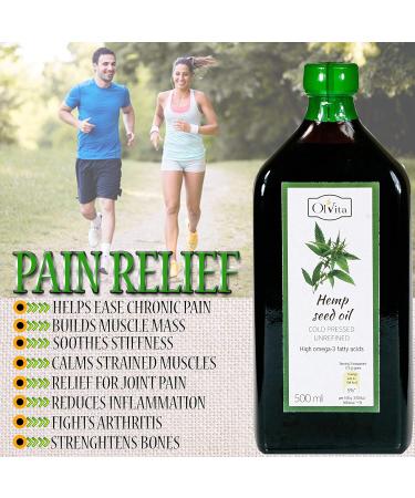 Ol Vita: Cold Pressed Hemp Seed Oil Raw Unrefined NO Additives Pure and Natural Supplement 500ml - Buy Online on SooperMarket.com