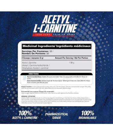 EHP Labs Acetyl L-Carnitine - Supports Natural Energy Production Aids Metabolism Assists in Healthy Brain Function Supports Heart Health Non-GMO Vegan Gluten Free - 50 Serves - Buy Online on SooperMarket.com