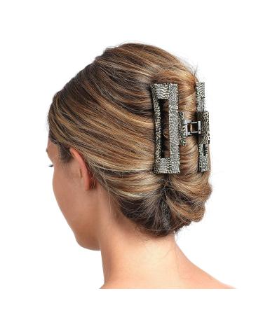 France Luxe Large Cutout Rectangle Jaw - Opera Silver | Stylish Hair Accessory - Buy Online on SooperMarket.com