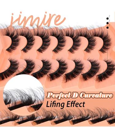 JIMIRE Fluffy Eyelashes Natural Look Cat Eye Russian Strip D Curl Lashes Look Like Eyelash Extensions Wispy Fox Eye Fake Eyelashes 7 Pairs Pack V - Buy Online on SooperMarket.com