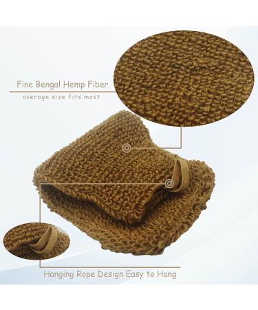 2 Pack Natural Vegetable Fiber Exfoliating Hemp Flax Ramie Glove | Dual Sided Hand and Body Scrubber | Machine Washable | Brown - Buy Online on SooperMarket.com