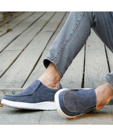 OrthoComfoot Men's Slip On Loafers with Arch Support - Canvas Boat Shoes for Extra Cushioning and Pain Relief - Vintage Flat Walking Shoes 11 W - Denim - Buy Online on SooperMarket.com