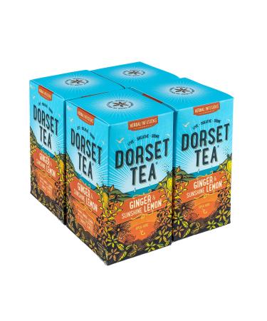 Dorset Tea Ginger & Sunshine Lemon Herbal Infusion 4 Boxes x 20 Tea Bags (80 Tea Bags Total) Naturally Caffeine Free Lemon and Ginger Tea Bags