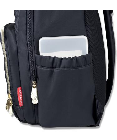 Fisher Price Diaper Bag Backpack - Signature Collection  with Cell Phone and Tablet Pockets and Stroller Clips (Black) - Buy Online on SooperMarket.com