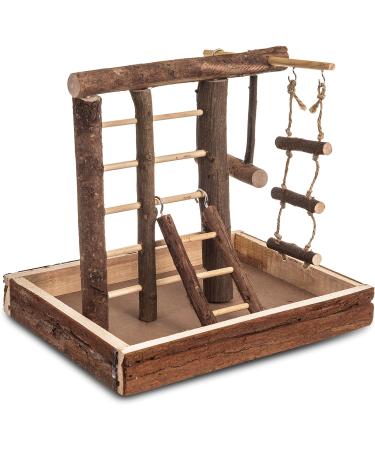 LIVIVO Natural Wooden Bird Playground Budgie Canary Ladder Swing Perch Pet Fun Small - Buy Online on SooperMarket.com