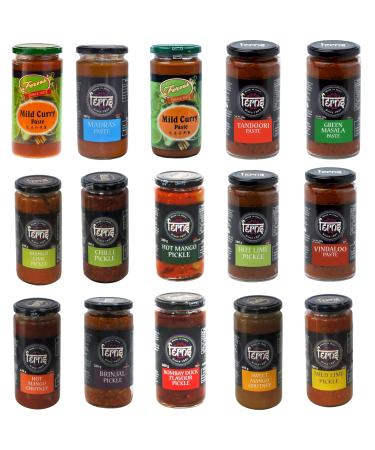 Fern Pickle Curry Sauce Chutney Pick N Mix | Choose From 17+ Flavours |Hot Curry Paste Vindaloo Curry Hot Mango Pickle Hot Lime Pickle Mild Lime Pickle Chilli Pickle - Pack of 3