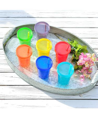 Youngever 7 Sets Plastic Kids Cups with Lids and Straws - Reusable Toddler Cups in Assorted Colors - Buy Online on SooperMarket.com