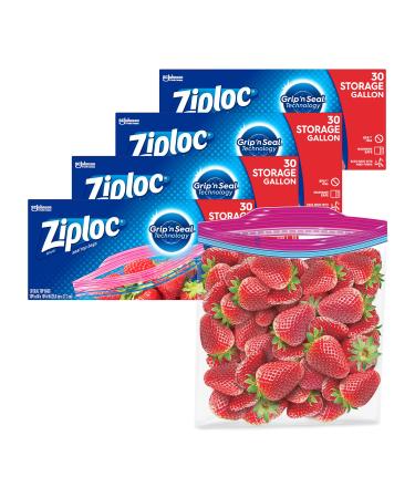 Ziploc Gallon Food Storage Bags, Grip 'n Seal Technology for Easier Grip, Open, and Close, 30 Count, Pack of 4 (120 Total Bags) 30 Count (Pack of 4)