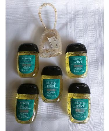 Bath & Body Works Stress Relief Eucalyptus Spearmint PocketBac Anti-Bacterial Hand Gel and Holder - 5 ct bundle