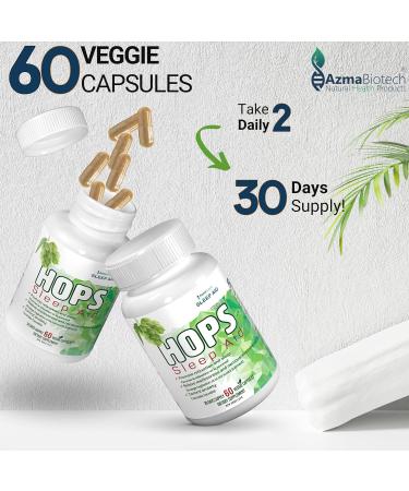 AzmaBiotech Hops Sleep Aid for Adults 1000mg 60 Vegan Capsules Natural Sleep Supplement to Promote Relaxation & Restful Sleep Non-GMO Gluten-Free 30-Day Supply Made in Canada - Buy Online on SooperMarket.com
