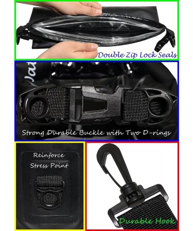 Freegrace Waterproof Dry Bags Set of 3 - 5L - Ideal for Swimming, Kayaking, Rafting & Boating - Black - Includes Waist Pouch & Phone Case - Buy Online on SooperMarket.com