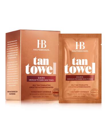Tan Towels - Dark - Dark Skin Tones - Self Tanning Wipes - Half-Body 10 pack - Sunless Tanning Towelettes Provide a Streak-Free Flawless Application