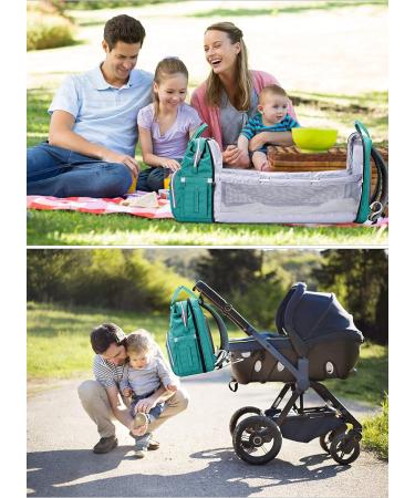 Buy SndMor Mint Green Diaper Backpack - Multifunctional Wrap Bag with Bed Function Stroller Hook & Large Capacity for Moms & Dads - Buy Online on SooperMarket.com