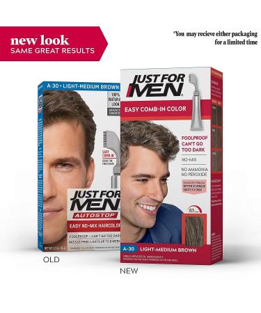 Just For Men Easy Comb-In Color Hair Dye - Light-Medium Brown A-30 | No Mix Application | Comb Applicator | Pack of 1 - Buy Online on SooperMarket.com