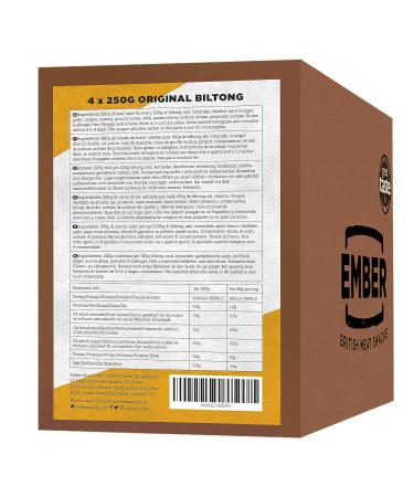 Ember Snacks Biltong Beef Jerky 250g - Low-Calorie High-Protein Snack from British & Irish Beef - Best for On-the-Go - Buy Online on SooperMarket.com