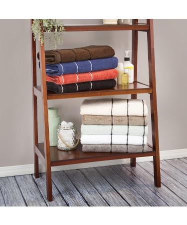 Luxury Cotton Towel Set - Quick Dry Zero Twist - 6 Piece Set - White/Black - Lavish Home - 12 x 12 - Buy Online on SooperMarket.com